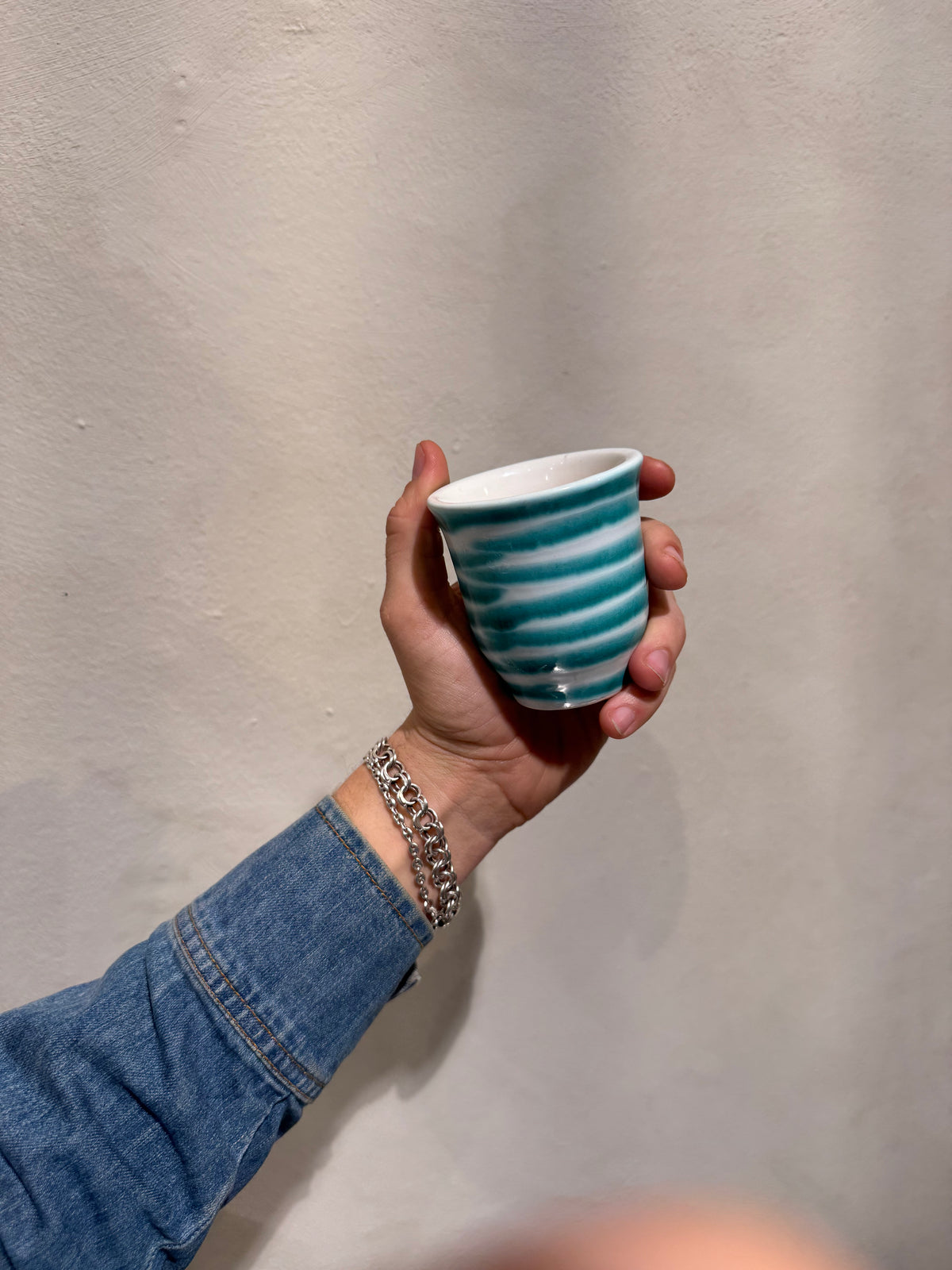 Gmundner Keramik Grüngeflammt cups, set of 6
