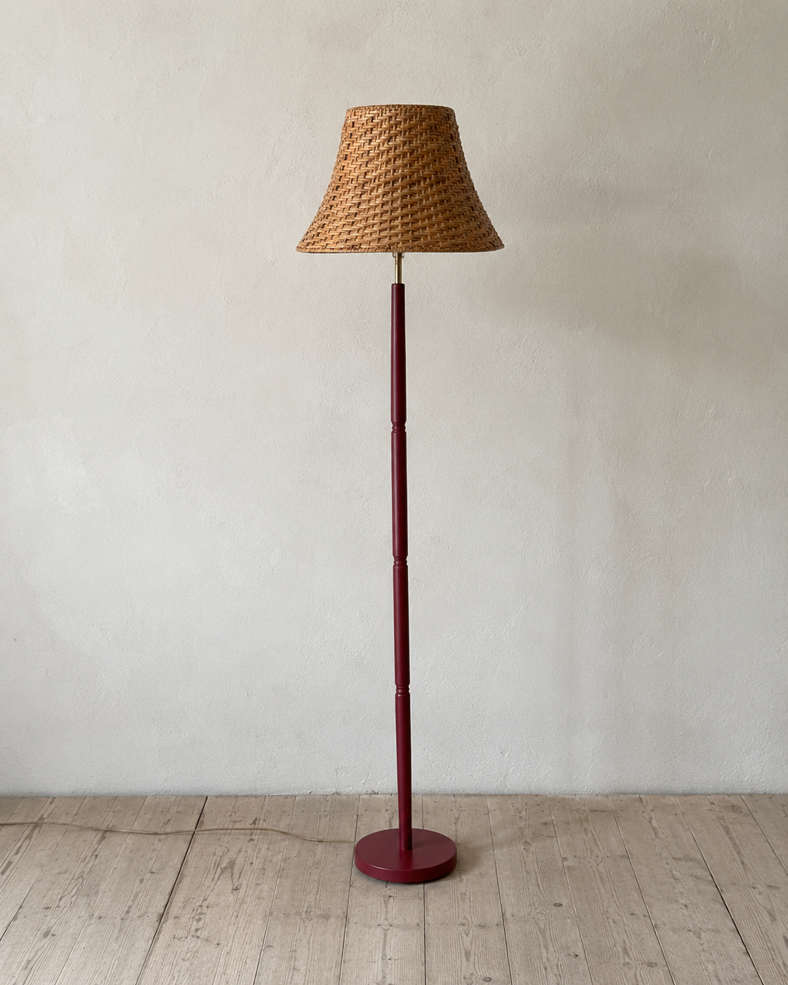 Vintage rattan lampshade side view