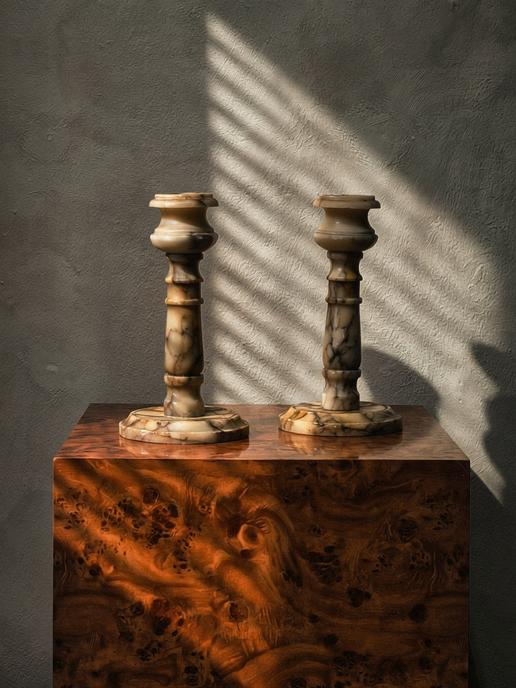 Alabaster Candlesticks Set of 2