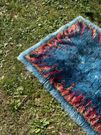 Vintage rya wool rug close-up