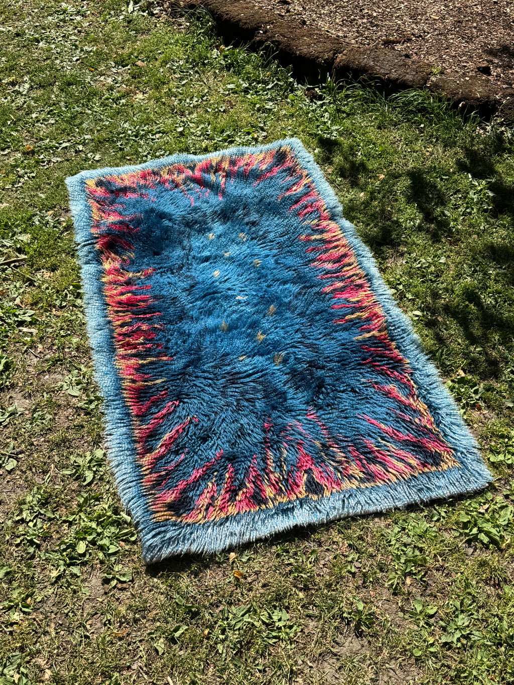 Scandinavian-style blue rya rug