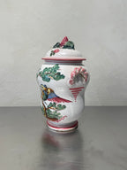 Vintage Italian jar with bird and nature motifs