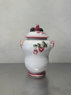 Ceramic jar with strawberry lid detail
