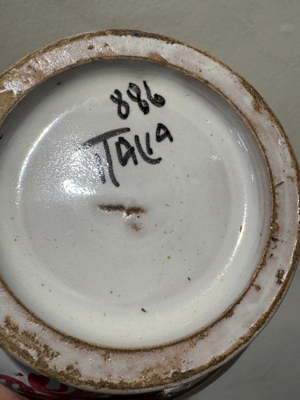 Vintage Italian lidded jar detail