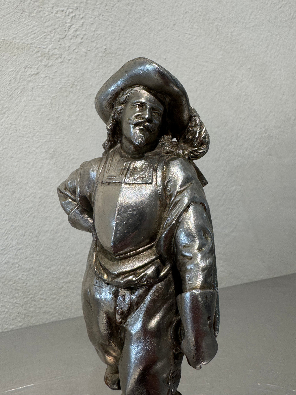 Antique decorative musketeer figure close-up