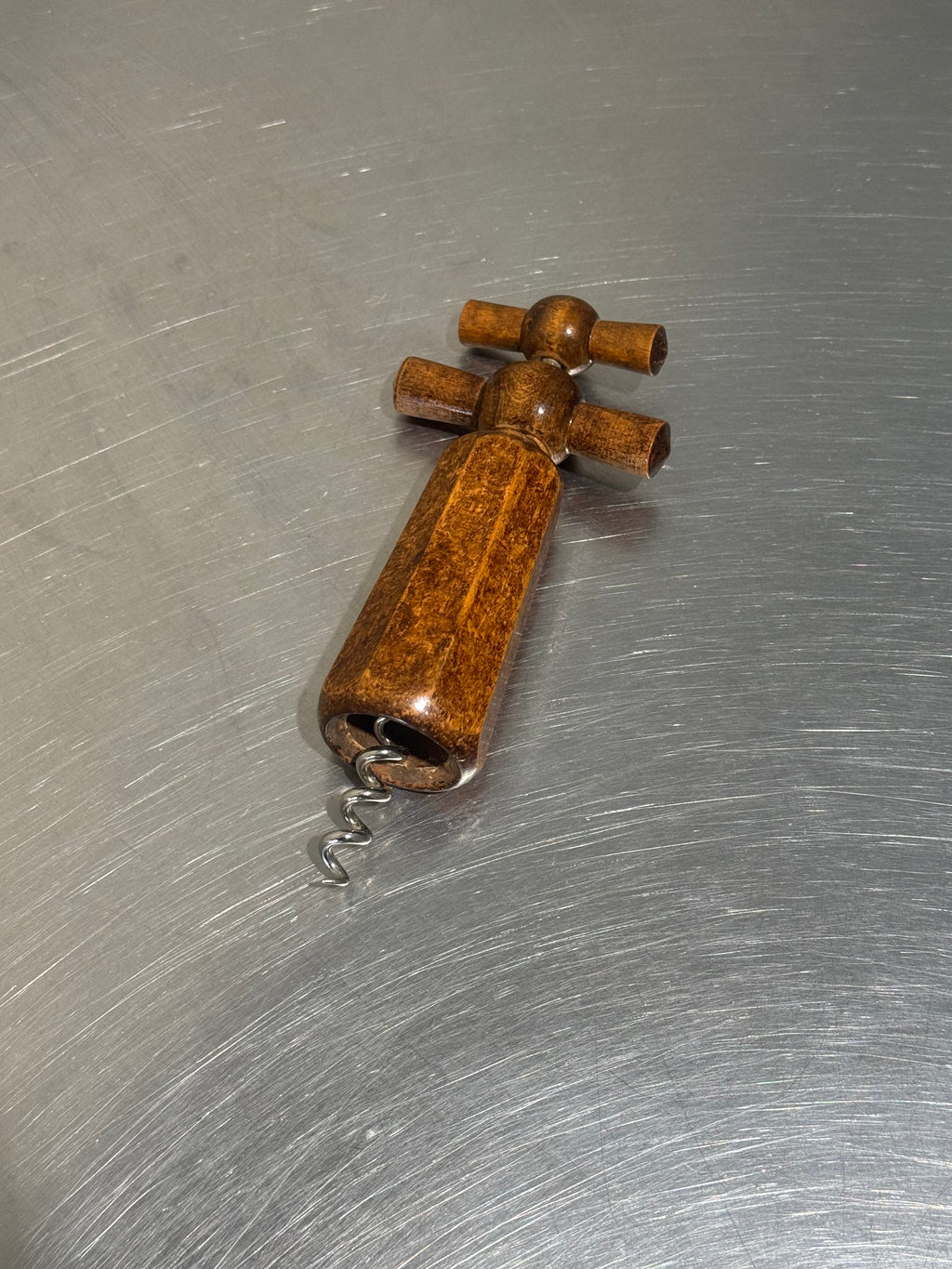 Walnut handle corkscrew detail