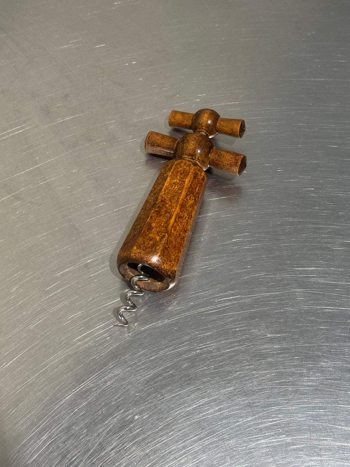 Walnut handle corkscrew detail