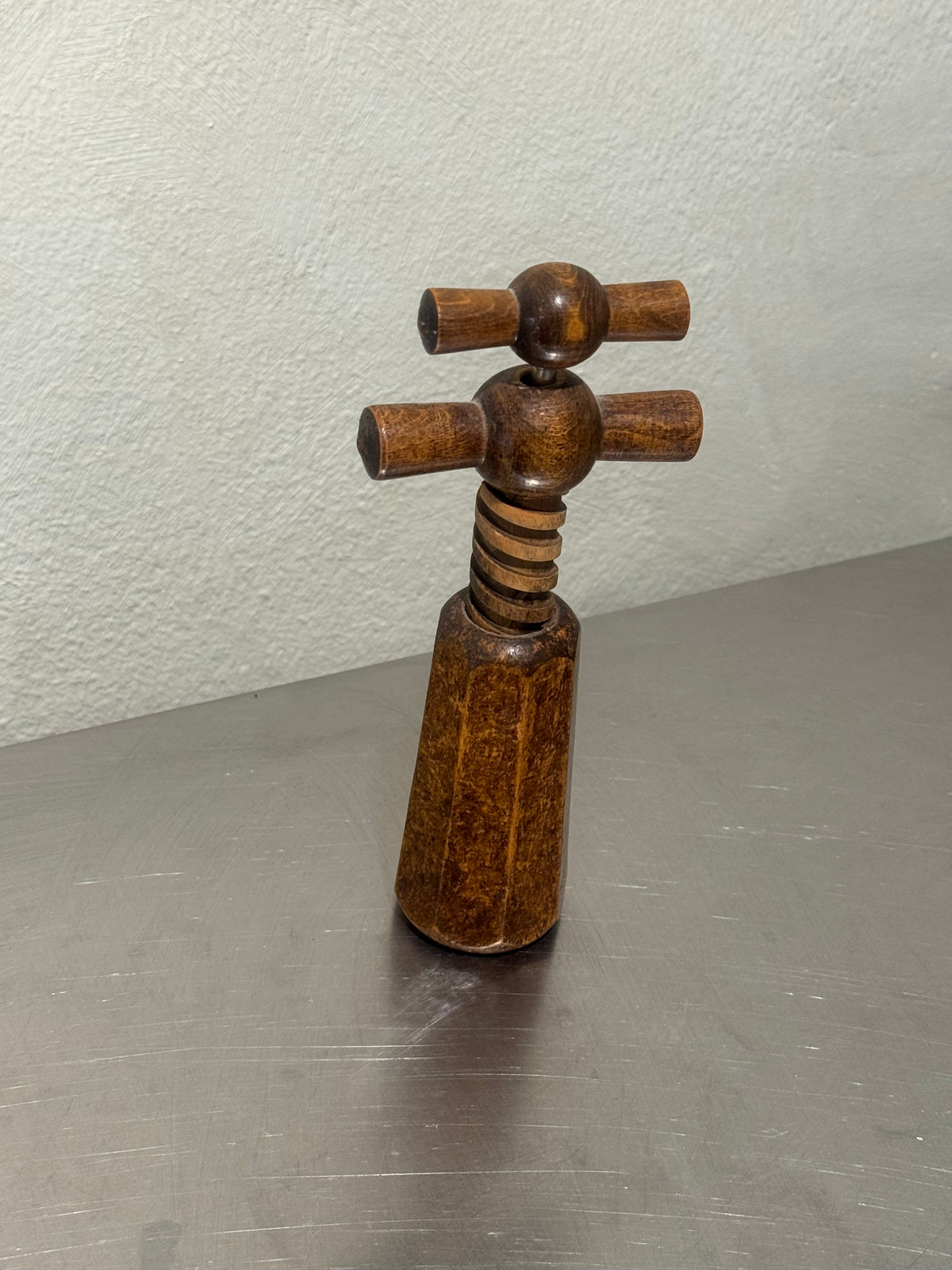 Vintage French corkscrew with walnut handle