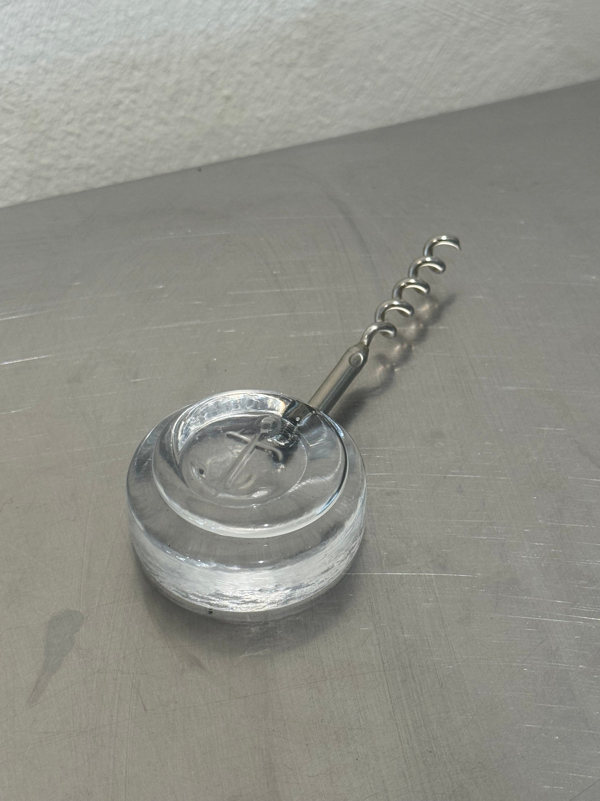 Lindshammar corkscrew with anchor motif in glass handle