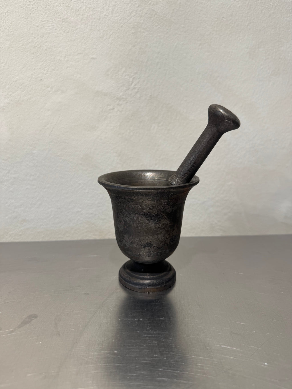 Antique cast iron mortar and pestle