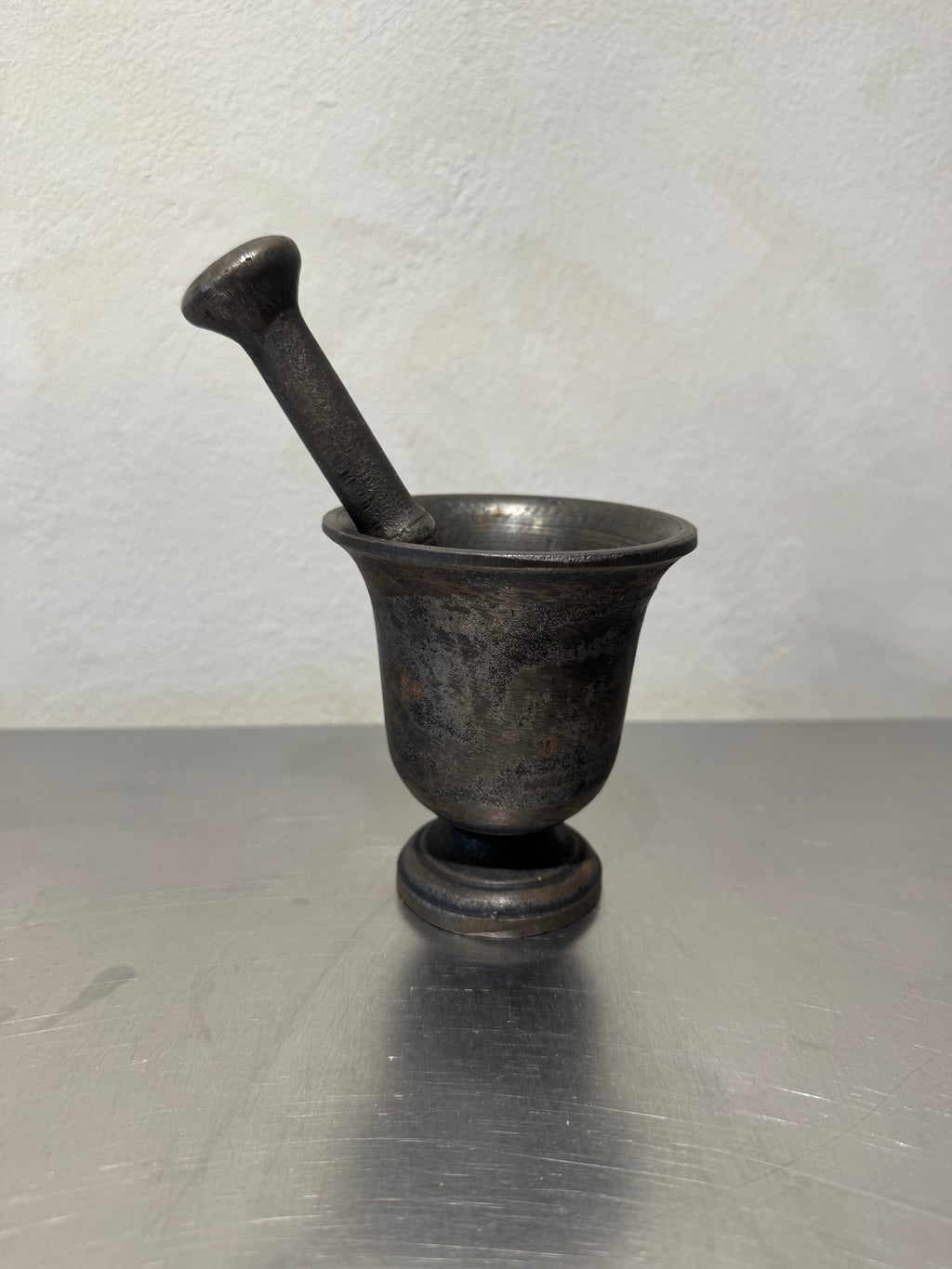Vintage cast iron mortar with matching pestle