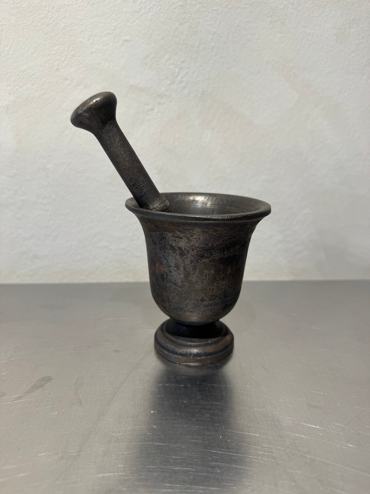 Vintage cast iron mortar with matching pestle