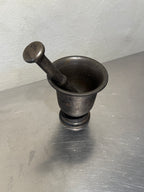 Late 1800s cast iron mortar side view