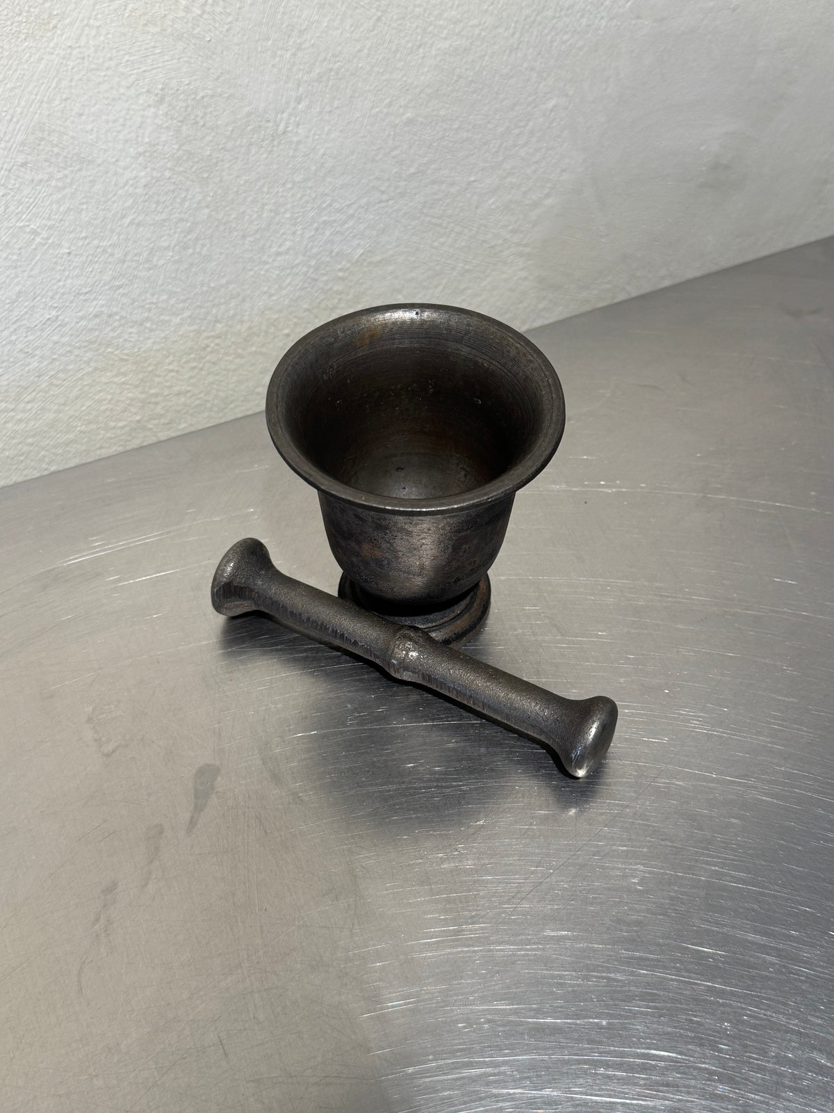 Antique mortar and pestle detail