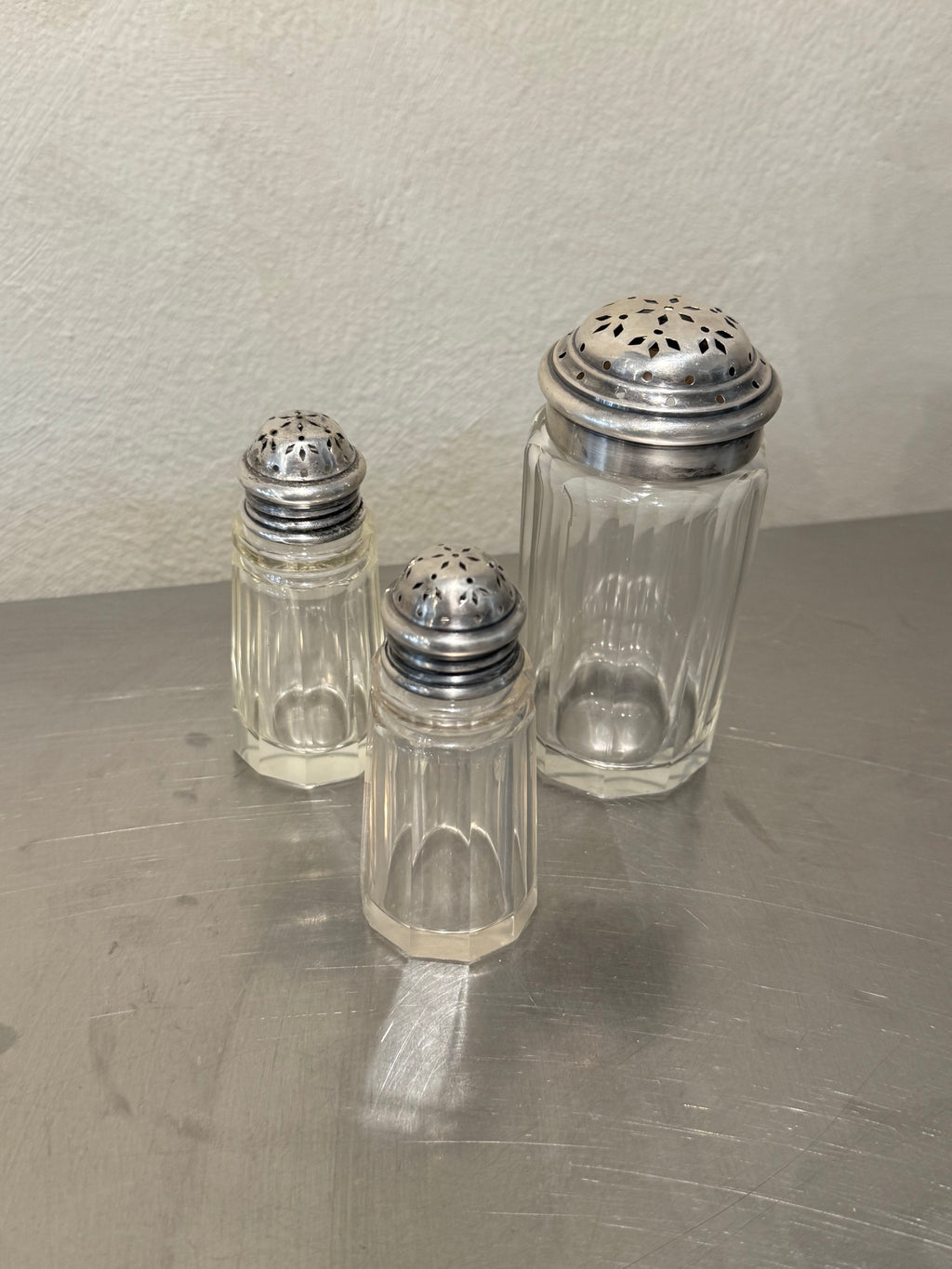 Krupp Berndorf crystal shakers set of three