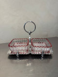 Victorian serving stand with two glass bowls