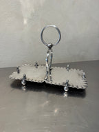 Victorian serving dish with hand-painted red rims