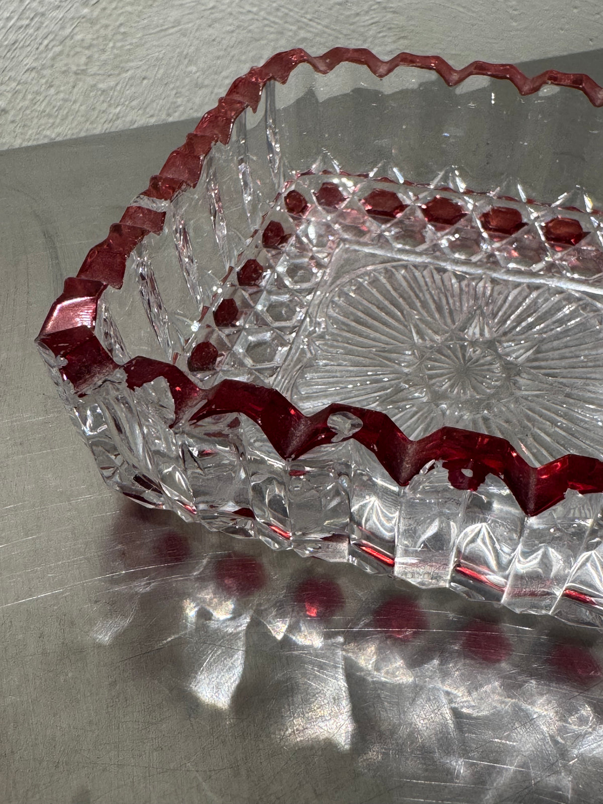 Victorian glass serving bowl detail