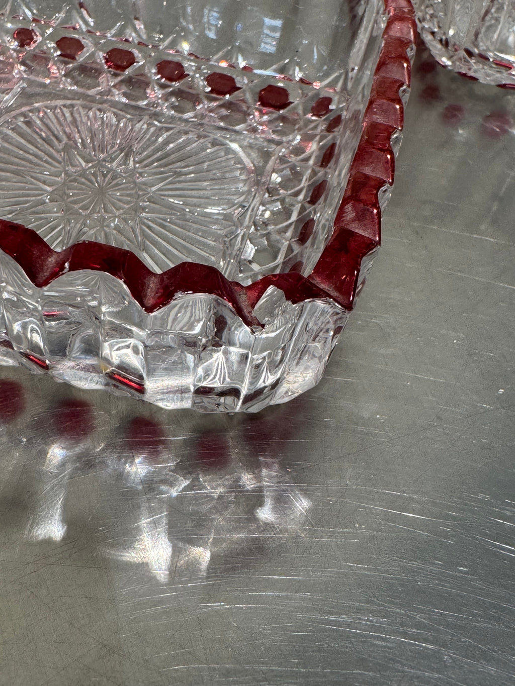 Antique silver-plated serving dish close-up