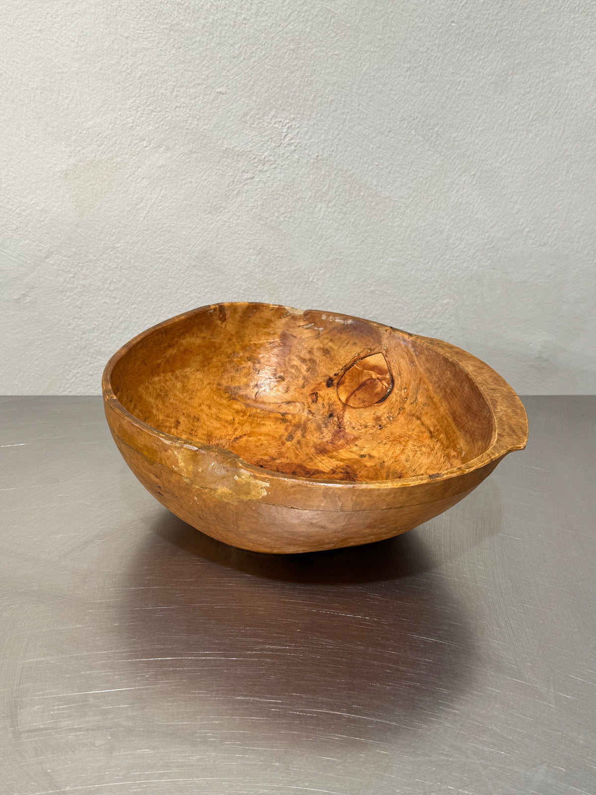 Antique birch burl bowl with deep patina