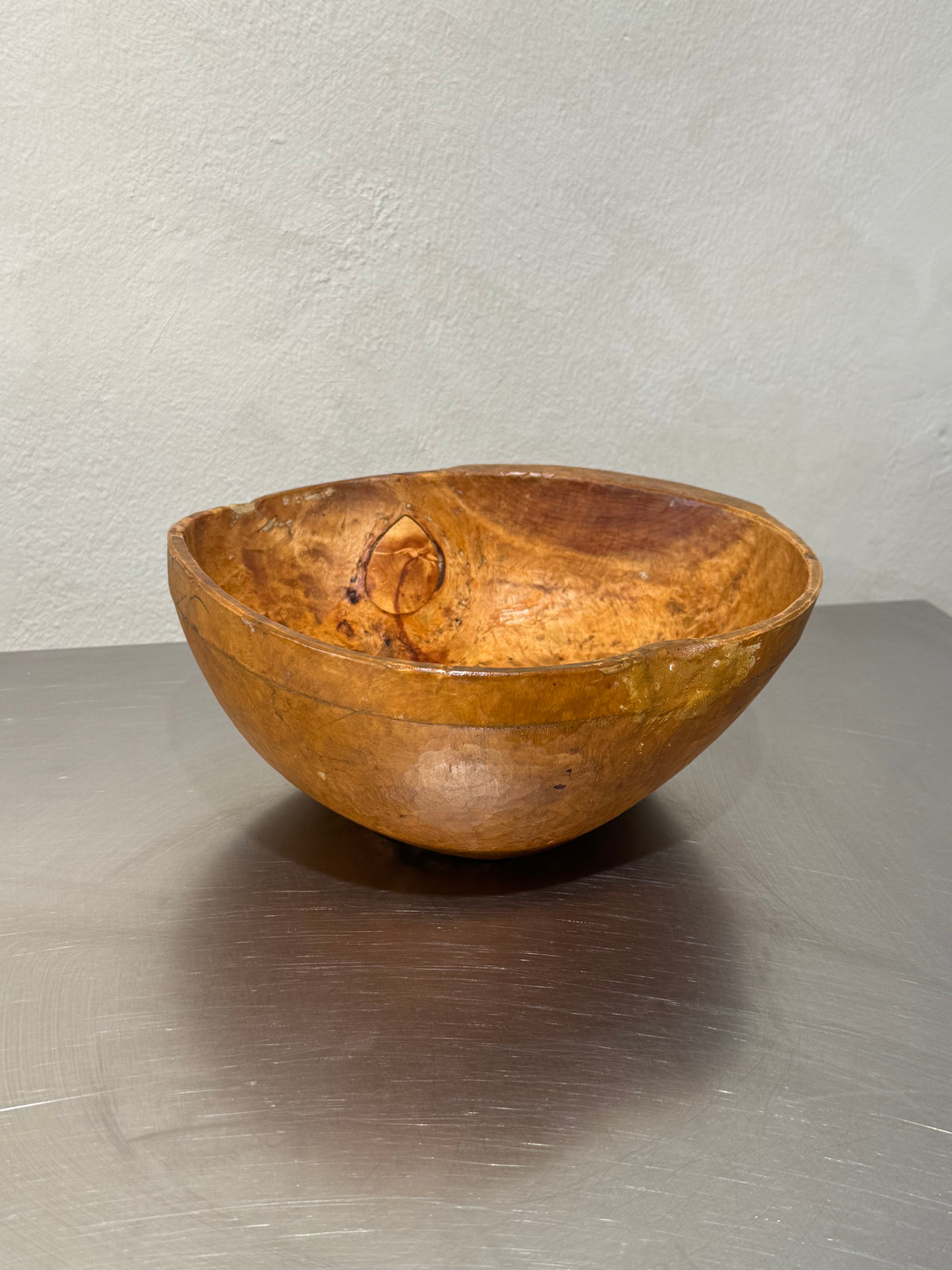 Large Swedish folk art bowl in birch burl