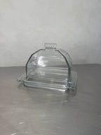 Mid-century pressed glass cheese dish with cover