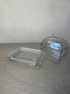 Pressed glass cheese dish detail