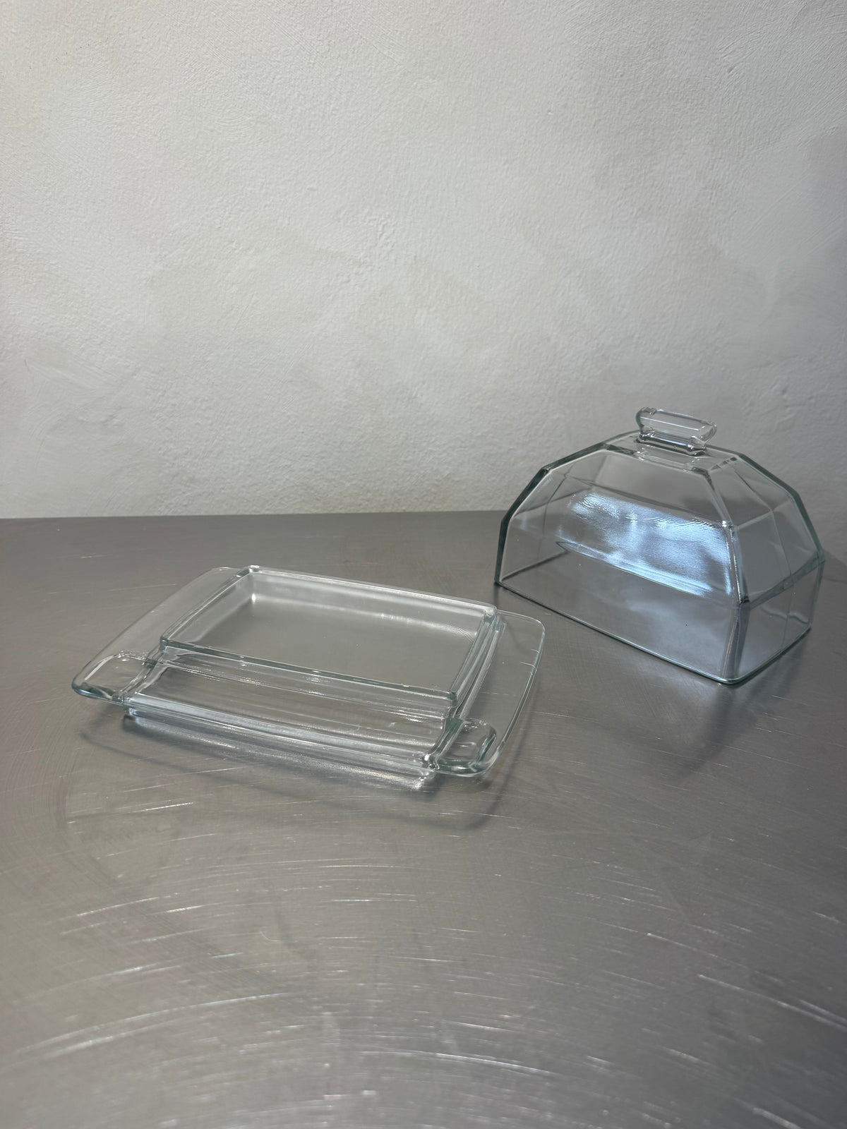 Pressed glass cheese dish detail