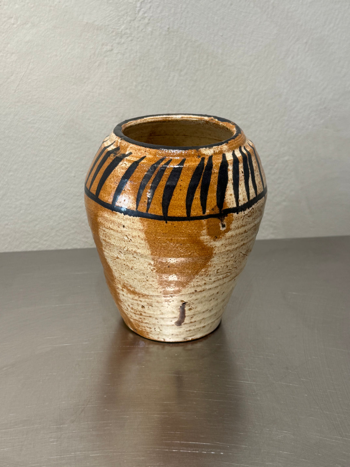 Wheel-thrown glazed stoneware vase