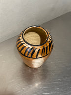 Unsigned hand-painted stoneware vase detail