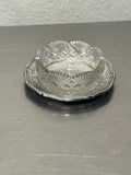 Nickel silver and cut glass salt cellar