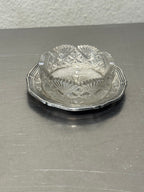 Nickel silver and cut glass salt cellar
