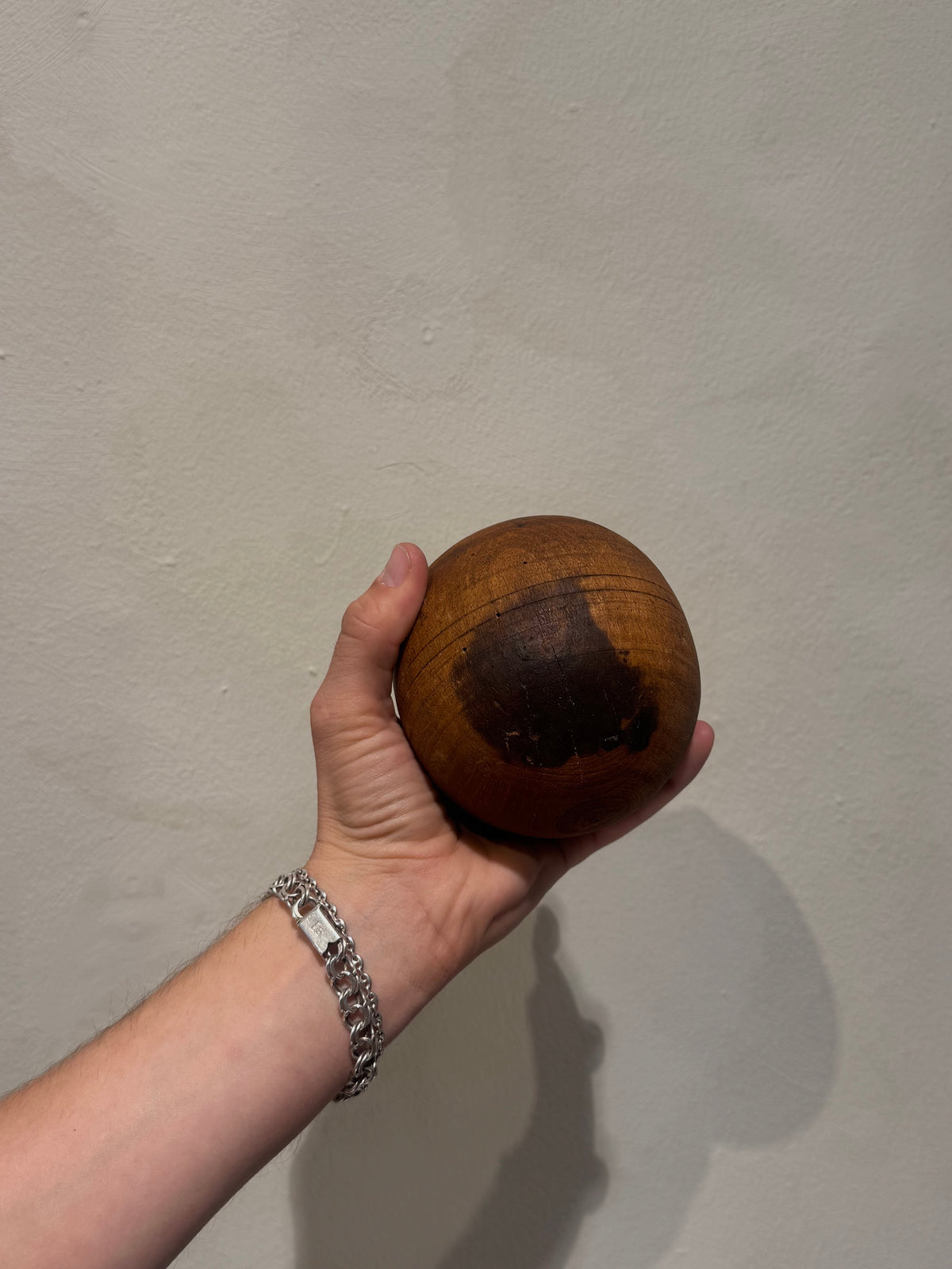 Vintage teak bowling set with ball