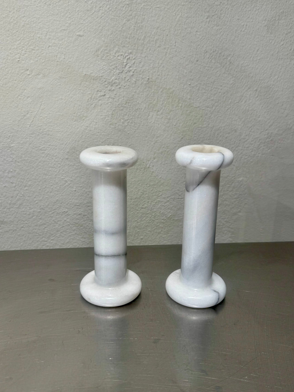 Pair of sculptural Knut Hagberg marble candlesticks
