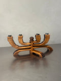Handmade wooden four-arm candelabra