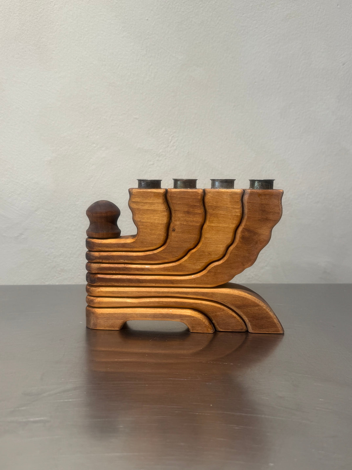 Sculptural wooden candelabra detail