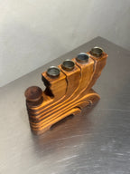 Four-arm candelabra in wood and metal
