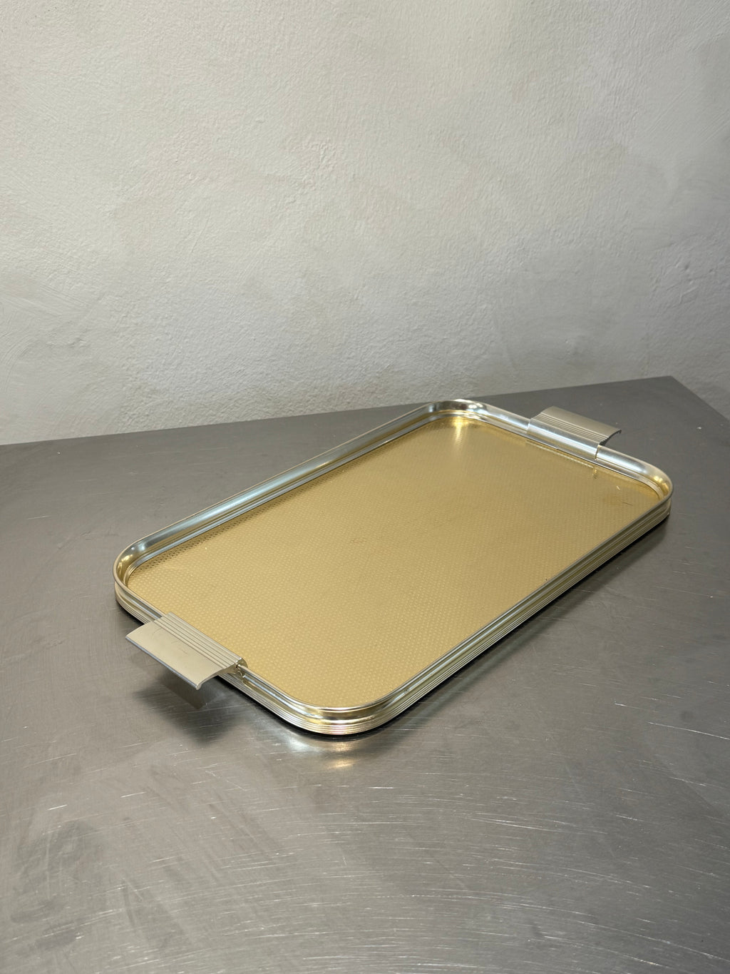 Vintage gold-tone aluminium tray by Woodmet