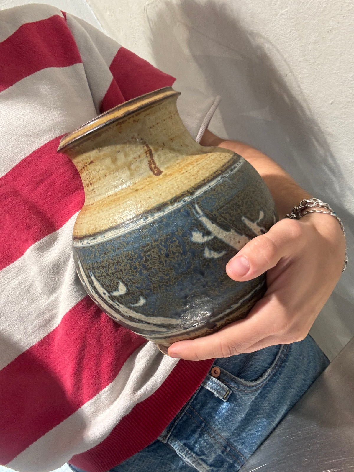 Bo Olls studio pottery vase close-up