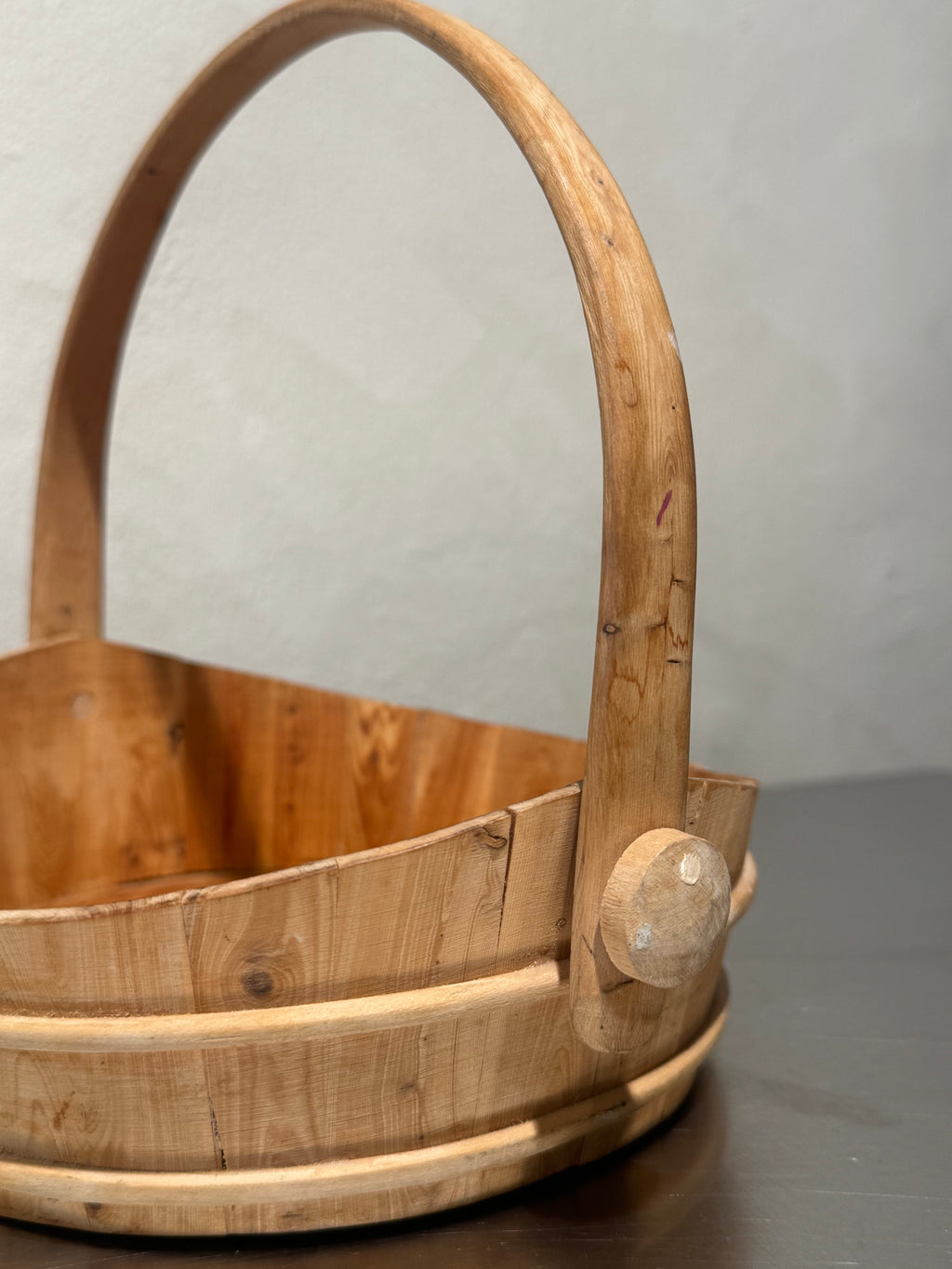 Swedish bentwood basket with natural age wear