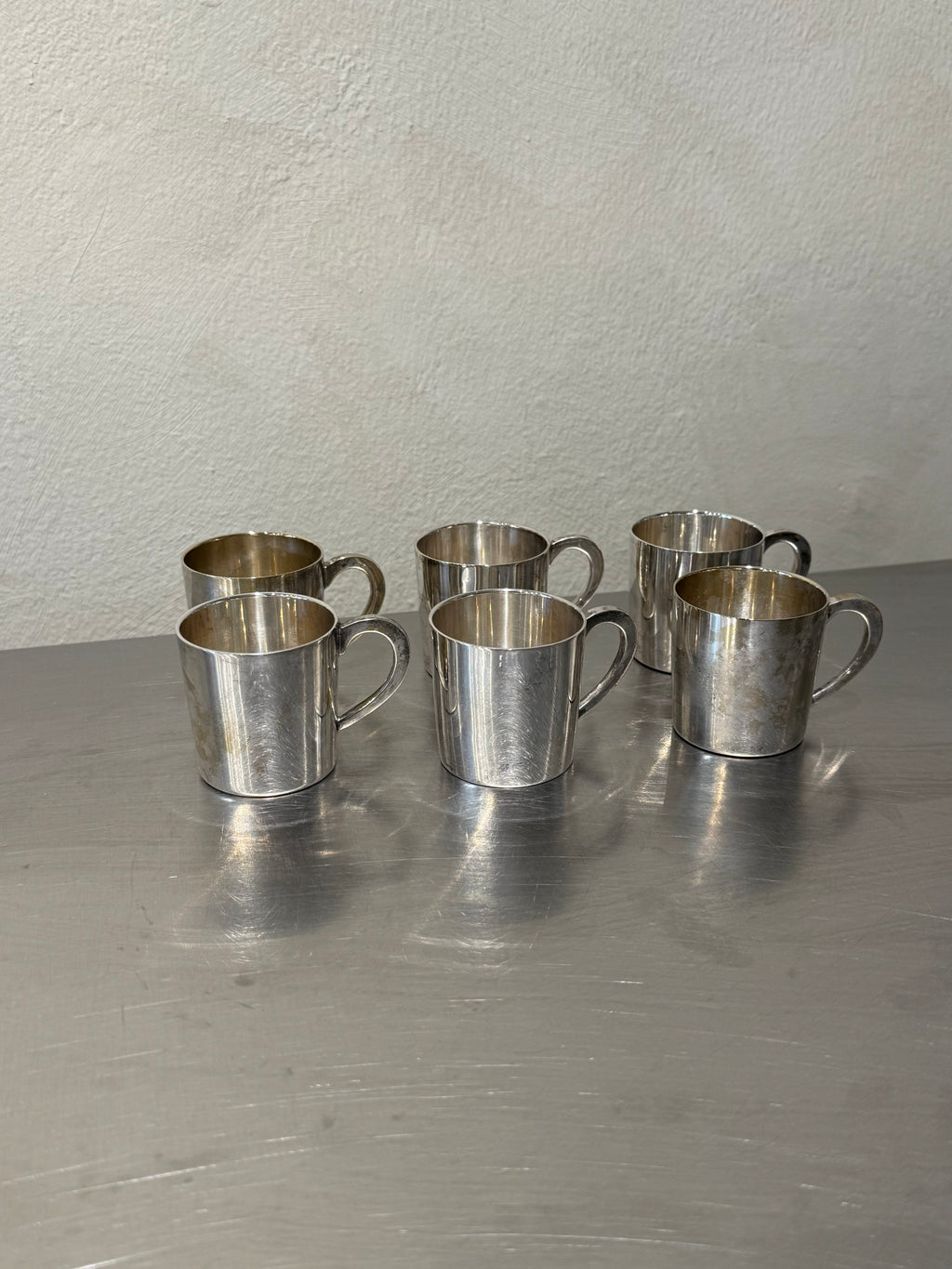 Nickel silver cups set of six