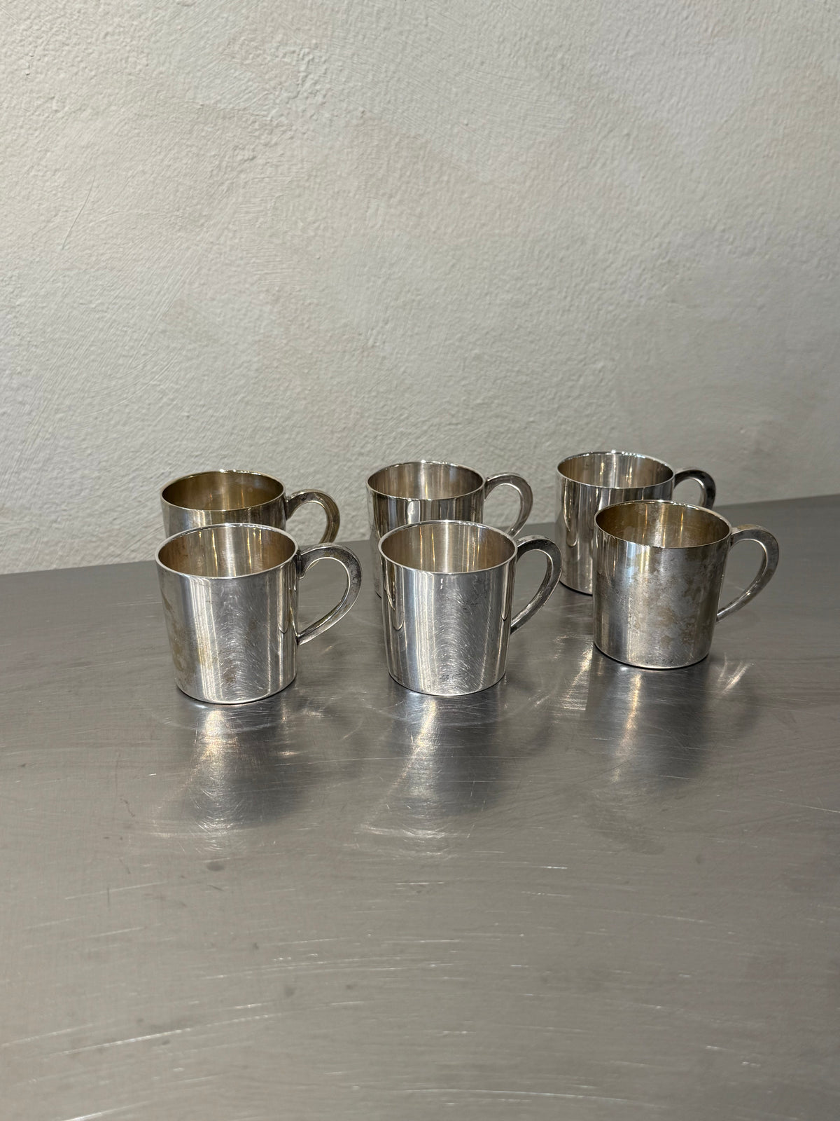 Nickel silver cups set of six