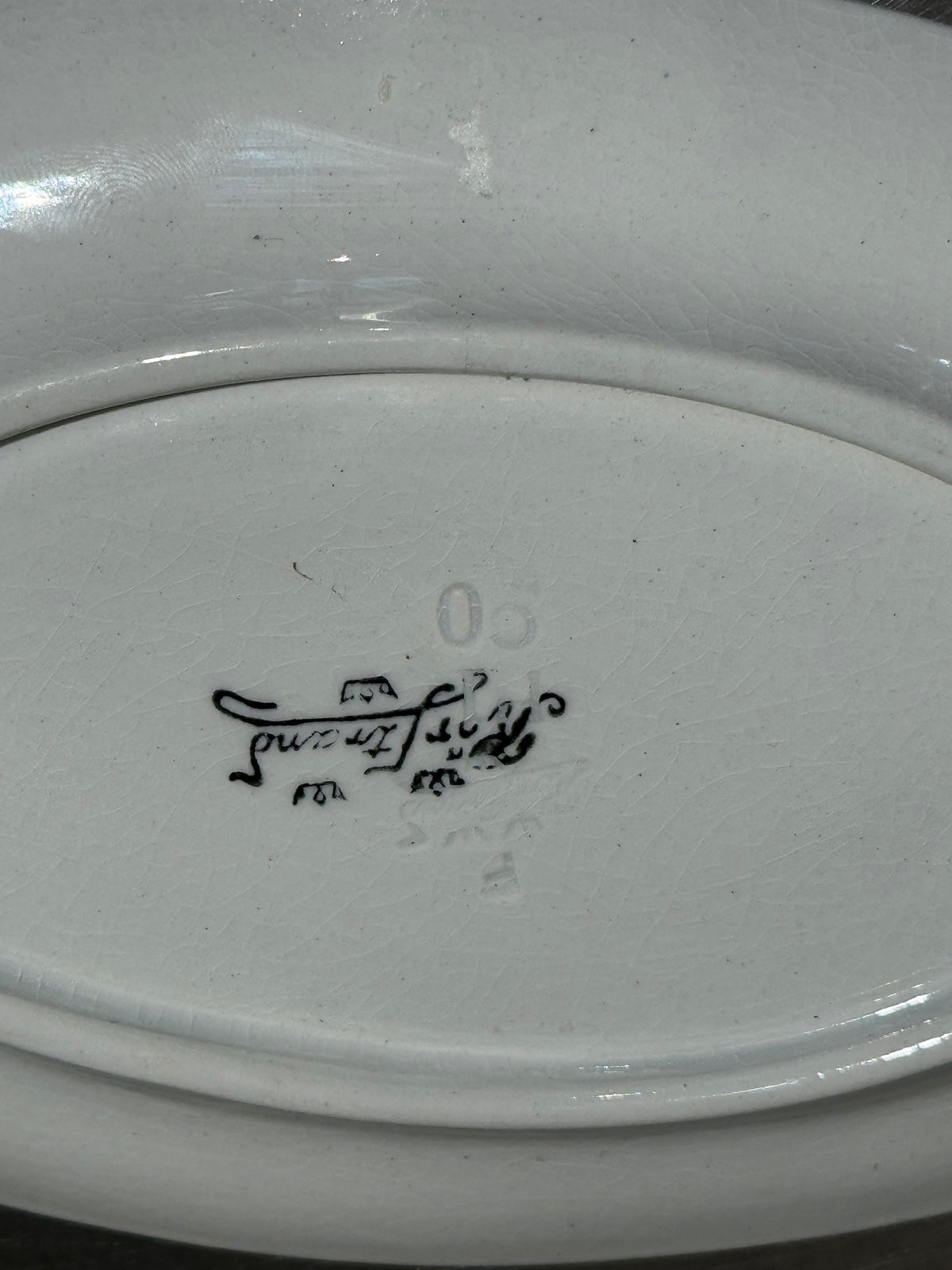 Rörstrand fish sauce boat with glaze crazing