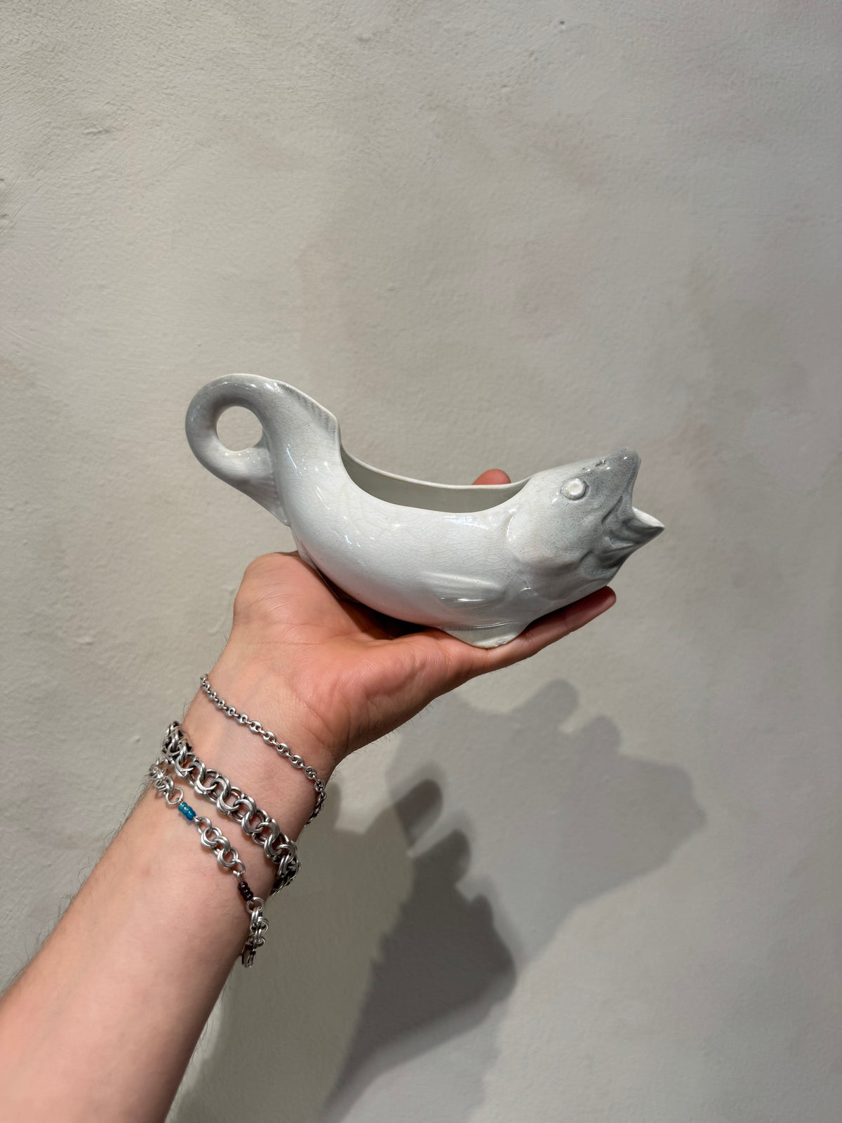 Vintage fish sauce boat by Rörstrand detail