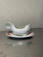 Rörstrand fish-shaped sauce boat with original plate