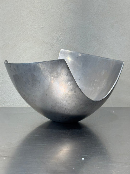 1980s aluminium fruit bowl made from overlapping sheets