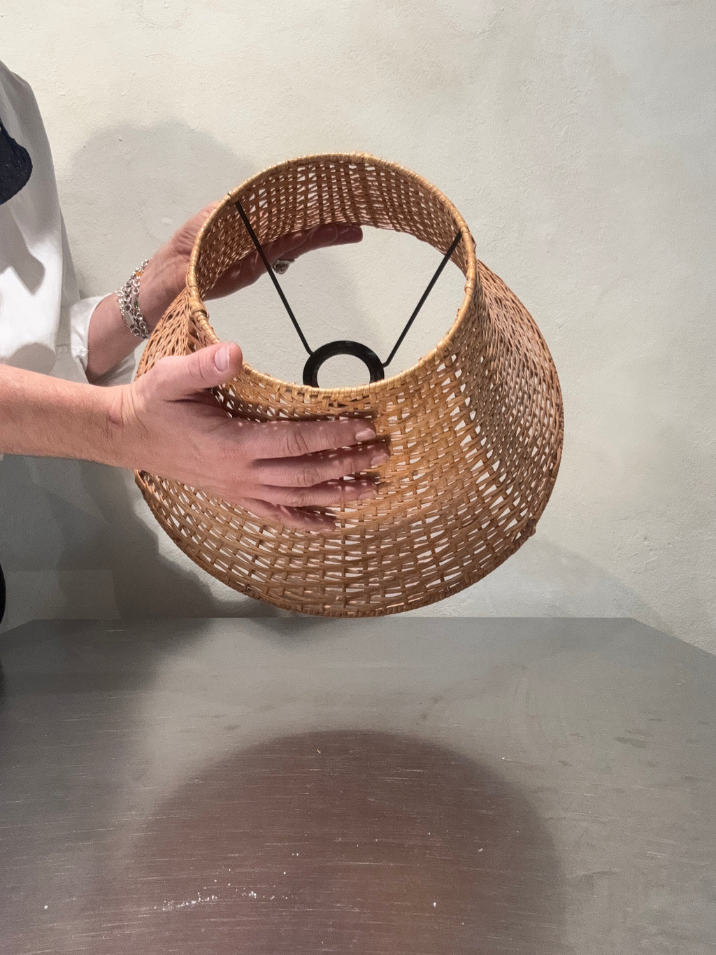 1990s rattan lampshade top view
