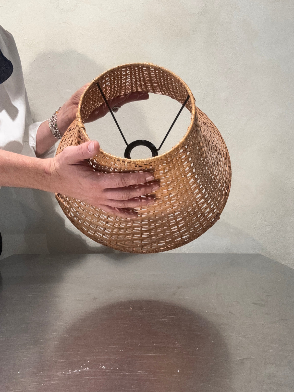 1990s rattan lampshade top view