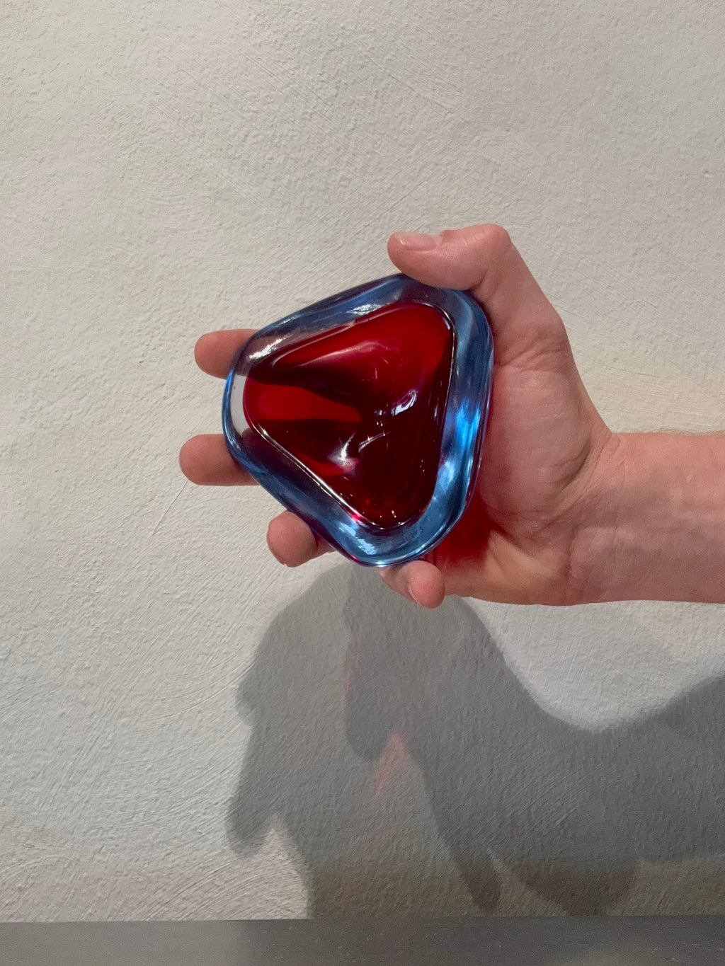 Red and blue Murano glass bowl detail