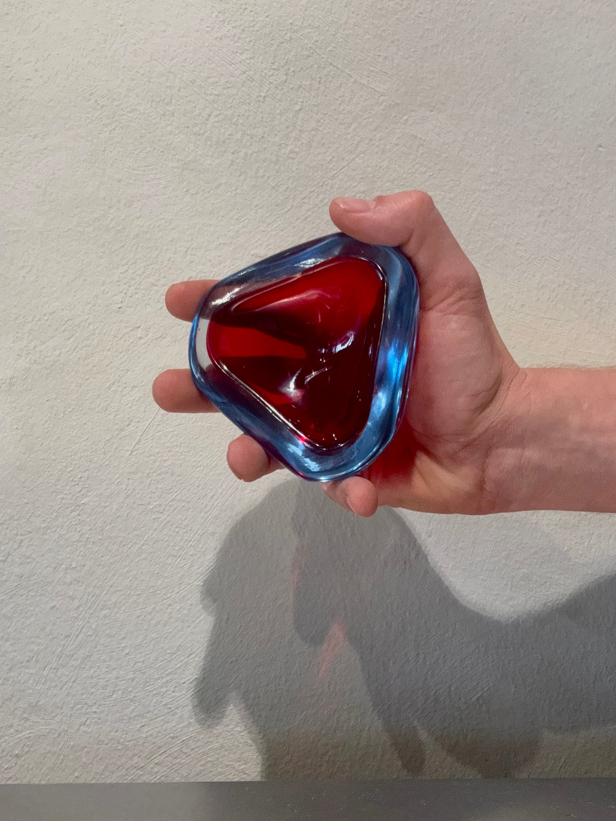 Red and blue Murano glass bowl detail